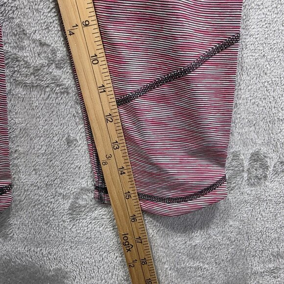 Lululemon Run Excel Crop Pants Womens 4 Pink Black Stripe Luxtreme Gel Pockets - Picture 8 of 10